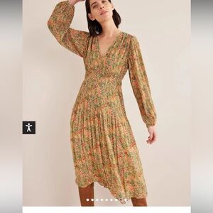NWOT Boden V-Neck Plisse Midi Dress size 4 US